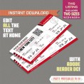 Editable Airplane Boarding Pass (Red)
